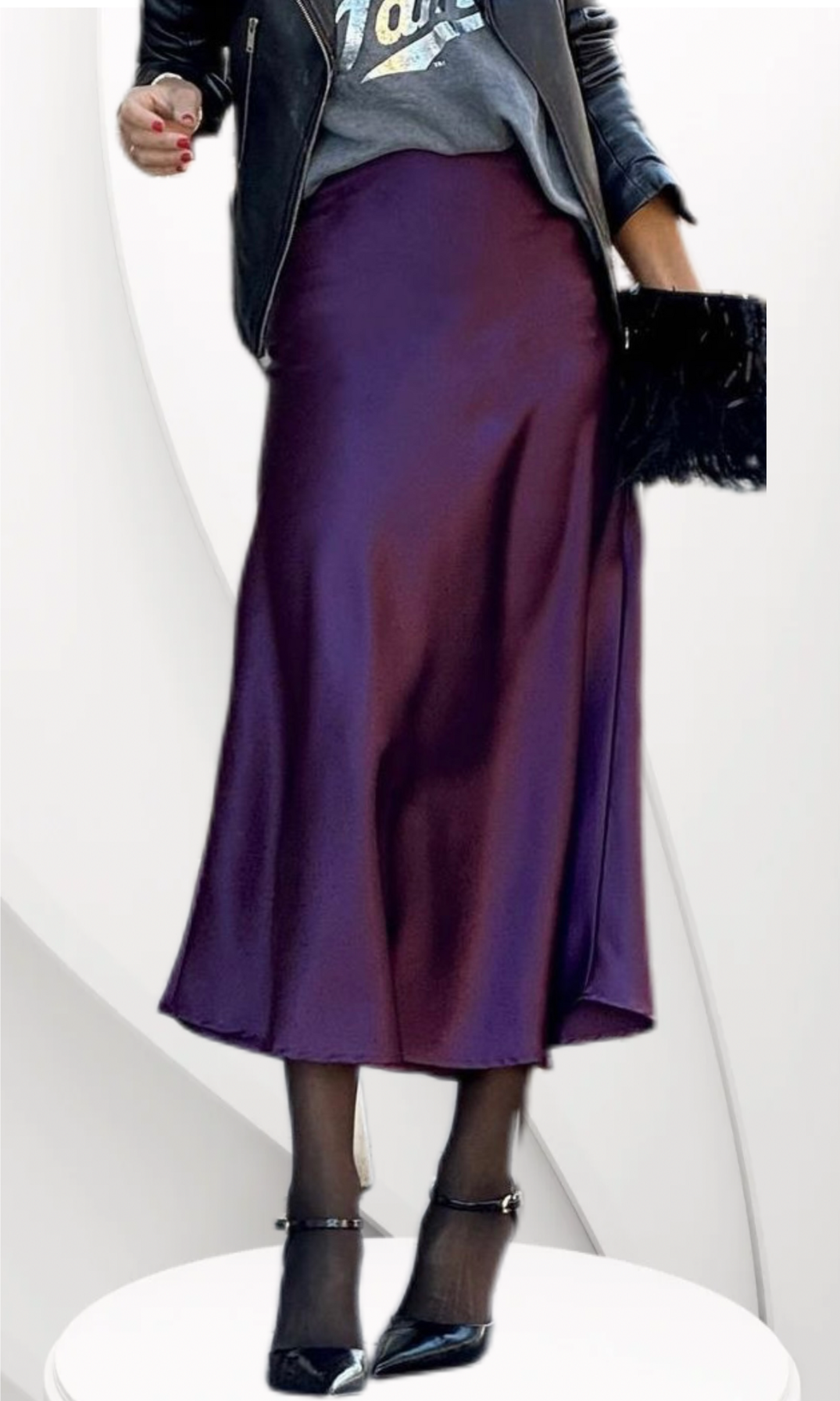 A Line Satin Skirt
