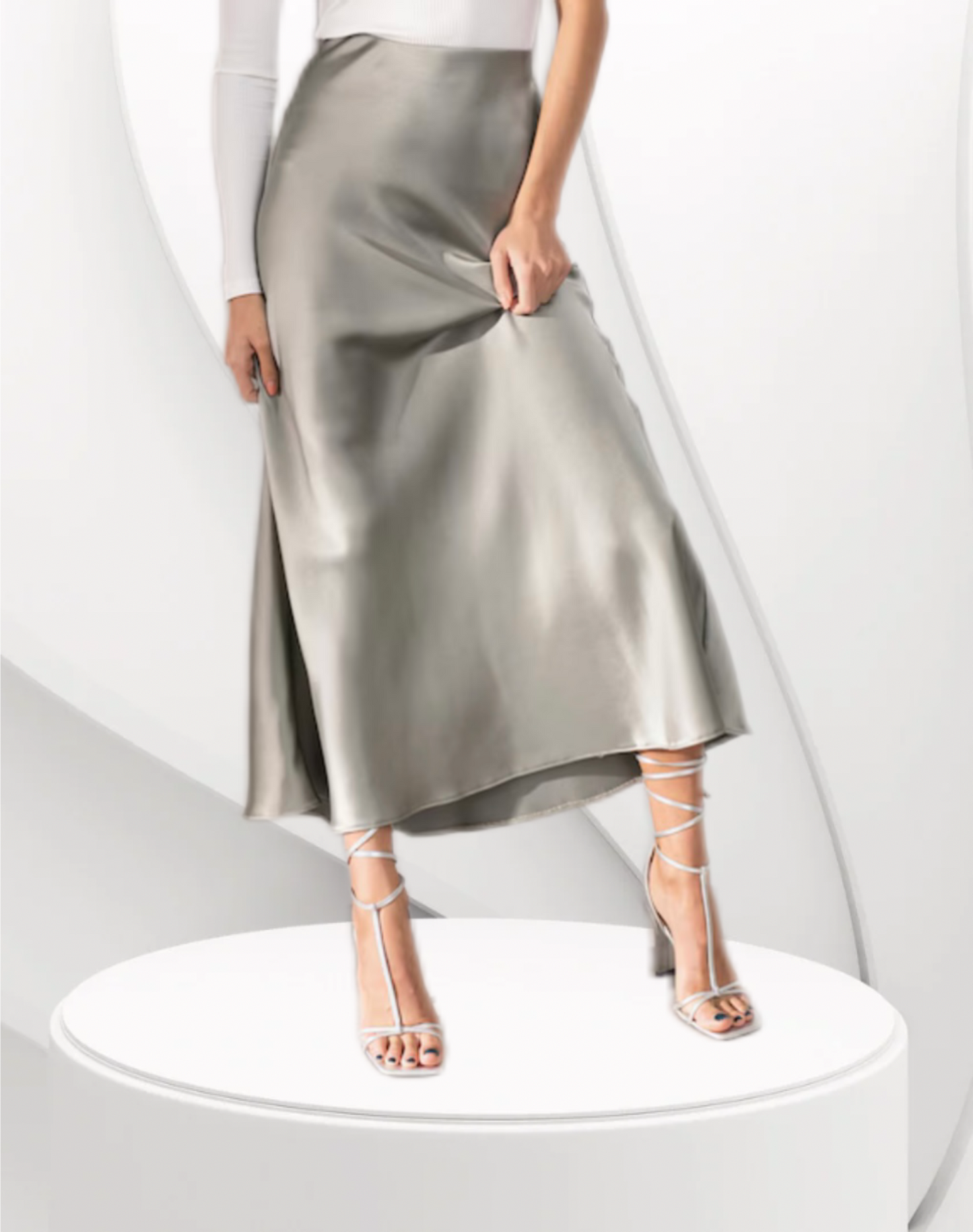 A Line Satin Skirt